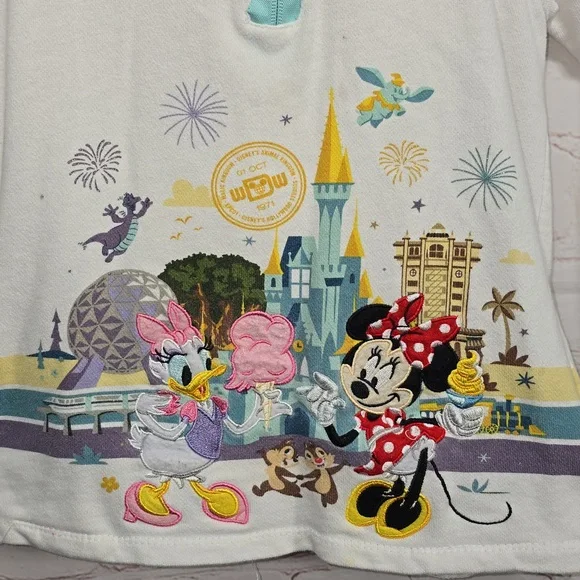 Walt Disney World Disney Parks Minnie Mouse Castle White Hoodie Sweatshirt Small - Picture 3 of 16